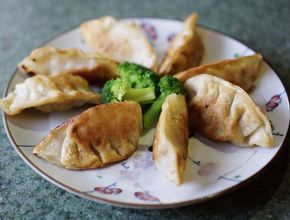 Pan-Fried Dumplings with Broccoli